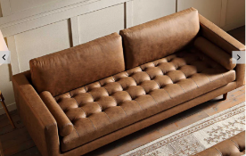 Boxed Henrietta Large 3-Seater Sofa, Tan Faux Suede. RRP £919.99. Embracing mid-century style, our