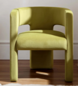 Boxed Greenwich Olive Green Velvet Dining Chair. RRP £209.99. Well-cushioned seat and sumptuous