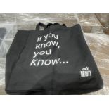 25 X BRAND NEW CULT BEAUTY IF YOU KNOW YOU KNOW LARGE BLACK FASHION TOTE BAGS (LOC: 22.15-AA589)