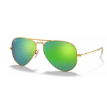 NEW & PACKAGED RAY-BAN Aviator Large Metal Sunglasses - ARISTA WITH GREEN MIRROR GREEN LENSES.