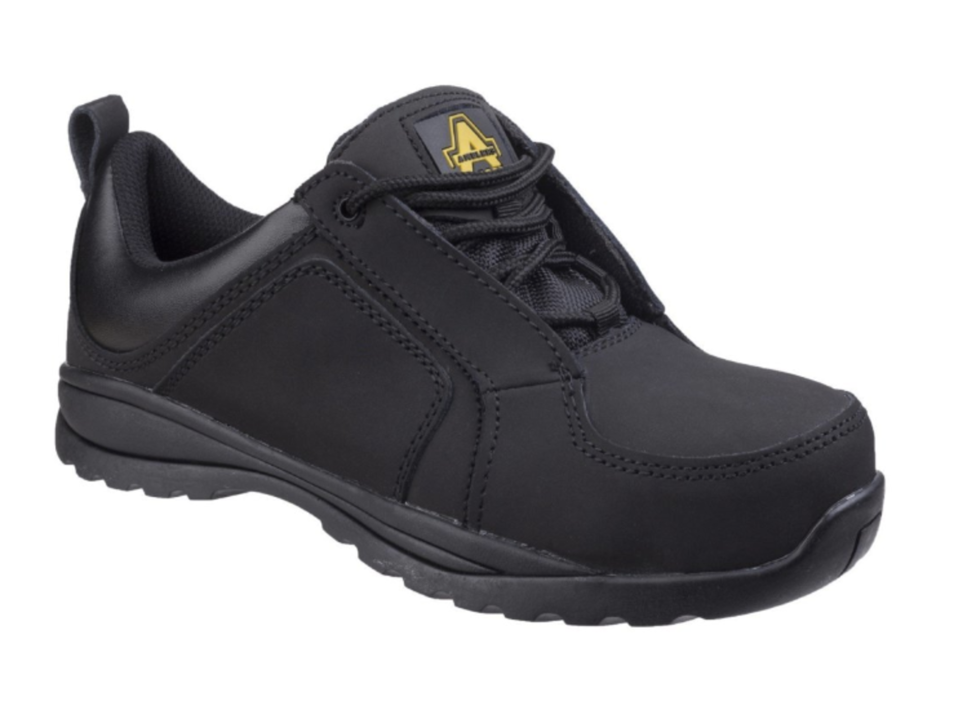 6 x Pairs of Amblers Safety FS59C Leather Trainer Womens, Black, Sizes range from Size 4 - Size 7, A