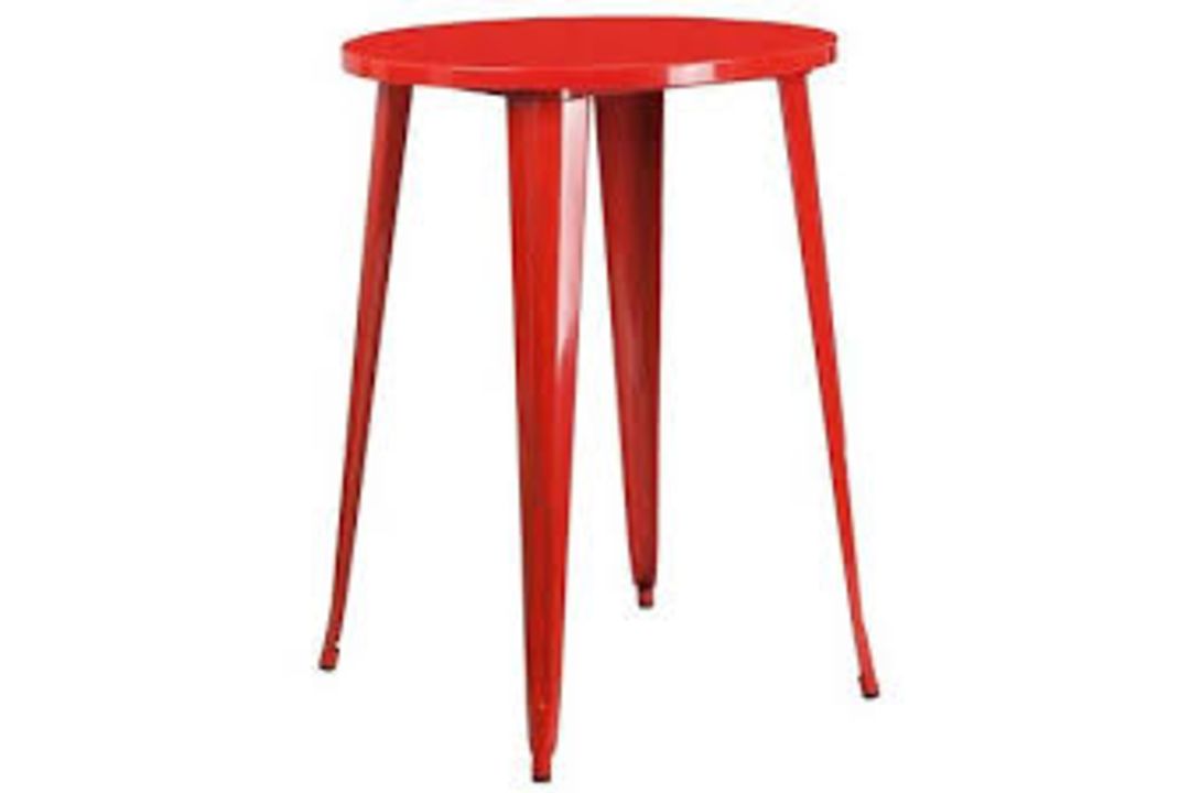 Flash Commercial Grade 30" Round Red Metal Bar Height Table - CH-51090-40-RED-GG RRP £229. Flash