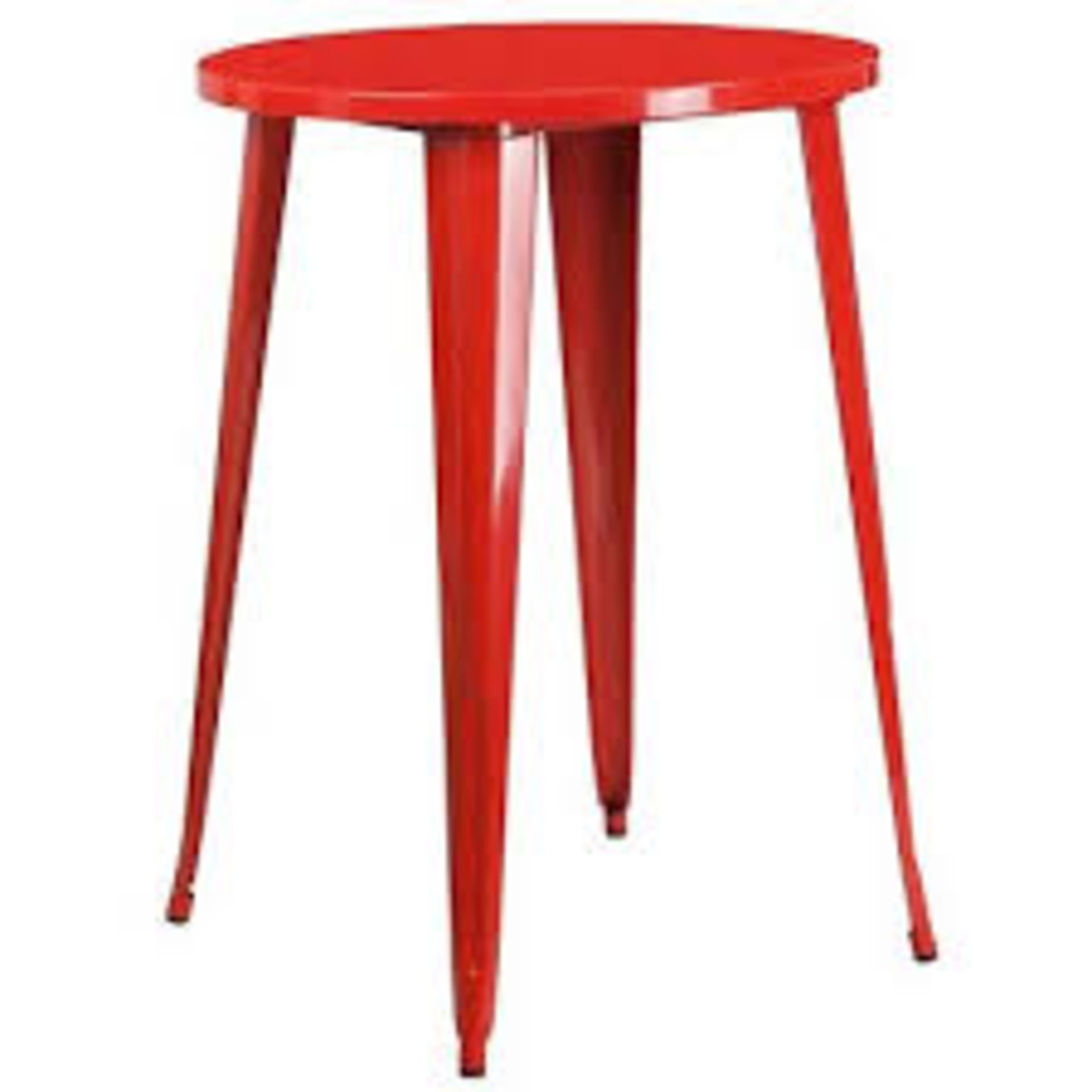 Flash Commercial Grade 30" Round Red Metal Bar Height Table - CH-51090-40-RED-GG RRP £229. Flash