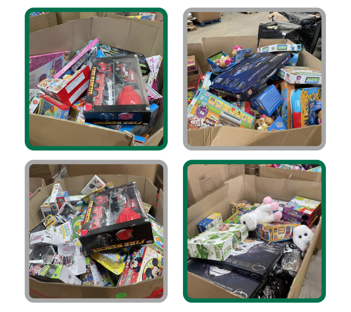 LARGE BOX PALLETS FULL OF BRAND NEW ASSORTED BRANDED TOYS. DELIVERY AVAILABLE