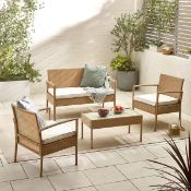Boxed Kellsey Outdoor 4 Seat PE Rattan Sofa Chairs and Coffee Table Set. RRP £499.99. (LOC: SR2.2.