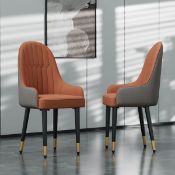 Boxed Leather Dining Chairs Upholstered High Back Soft Padded Seat Side Chairs For Kitchen Dining