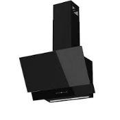 GoodHome AirSensor GHAG60ASBL Black steel & glass Angled Cooker hood (W)59.8cm. RRP £329.00. (LOC: