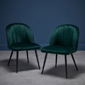 Boxed Orla Green Velvet Dining Chairs Pack of 2 Upholstered Seat with Padded Back W54 D62.5 H81.