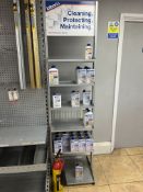 LITHOFIN DISPLAY SHELF WITH 32 BOTTLES OF ASSORTED PRODUCTS