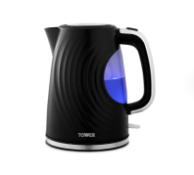 Boxed Tower 1.7L Kettle, Sonar, 3KW, T10083BLK, Textured Black, Add unique style to your kitchen