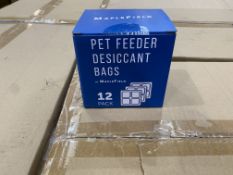 PALLET TO CONTAIN 720 (10X72) MAPLEFIELD PET FEEDER DESICCANT BAGS, 12 PACK, CONTAINS SILICA GEL,