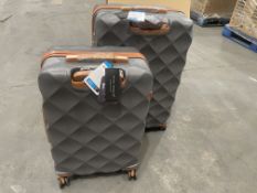 BRAND NEW BRITISH TRAVELER SET OF 2 24 AND 28 INCH GREY AND BROWN LUGGAGE BAGS WITH SECURITY LOCKING