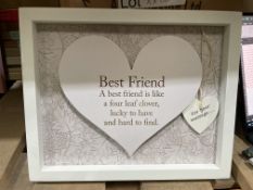 12 x Boxed Said with Sentiment Heart in Frame - Best Friend, Said With Sentiment Sentiment Heart