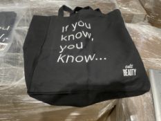 25 X BRAND NEW CULT BEAUTY IF YOU KNOW YOU KNOW LARGE BLACK FASHION TOTE BAGS (LOC: 19.17-AA596)