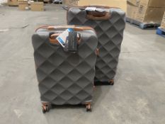 BRAND NEW BRITISH TRAVELER SET OF 2 24 AND 28 INCH GREY AND BROWN LUGGAGE BAGS WITH SECURITY LOCKING