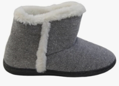 10 x Pairs of DUNLOP Vera Womens Slippers Faux Fur Trim Slipper Boots, in light grey. (LOC: 27.4-