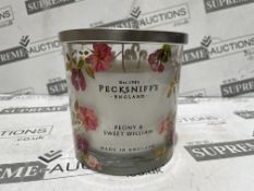 6 X BRAND NEW PECKSNIFFS ENGLAND 550G LUXURY PEONY AND SWEET WILLIAM SCENTED CANDLES RRP £57 EACH (