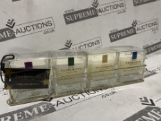 6 X BRAND NEW PECKSNIFFS ENGLAND SETS OF 4 ASSORTED 100G PREMIUM CANDLES IN METAL CAGE RRP £75