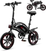 BOXED DYU D3F Electric Bike, 14" Portable E-bike, 36V 10AH Lithium Battery, 25KM/H & 60KM Range,