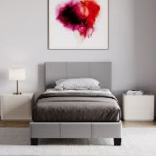 Boxed Scipio Upholstered Faux Leather Bed, UKFR Certified Single Grey (LOC: SR6(7.4)-WO350)