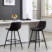Boxed Upholstered Counter Stool with Metal Frame (Set of 2) Anthracite (LOC: SR6(7.2)-WO331)