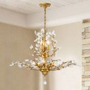 Boxed Nevis 7 - Light Dimmable Crystal Empire Chandelier Gold (LOC: SR6(7.3)-WO343)