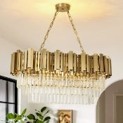 Boxed 8 - Light Unique/Statement Chandelier with Crystal Accents Gold (LOC: SR6(7.4)-WO353)