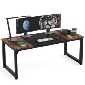 Boxed Yoann 160cm /180cm x 80 cm office Desk, Wood Top Metal Base Computer Desk Brown/Black (LOC: