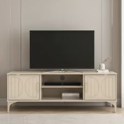 Boxed Harrington 2 Door TV Unit with Open Shelves Natural (LOC: SR6(7.2)-WO324)