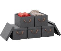 Boxed 17 Stories Fabric Decorative Bin (Set of 5) 30cm H x 48cm W x 36cm D (LOC: SR6(7.3)-WO344)