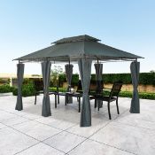 Boxed Arpi 4m x 3m Metal Patio Gazebo Grey (LOC: SR6(7.3)-WO336)