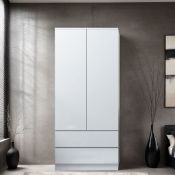Boxed FWStyle Stora 2 Door 2 Drawer Combination Wardrobe - White Gloss Front (LOC: SR6(7.3)-WO347)