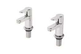 Boxed Swirl Elevate Chrome 110.5mm Deck Mounted Lever 2 Tap Holes Bath Pillar Tap (LOC: SR1.1.2-