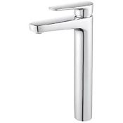 Boxed Swirl Caldew Silver 301mm Tall Round Head Mono Basin Mixer Tap With Clicker Waste RRP £129.