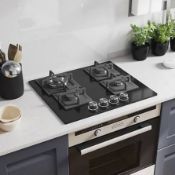 GoodHome Linksense GH60GASLK 59cm Gas Hob - Black. RRP £199.00. (LOC: SR4-LE879)