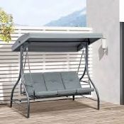 Boxed Outsunny 3 Seater Canopy Swing Chair, Dark Grey. RRP £259.99. (LOC: SR7Left-FP151)