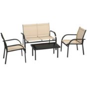 Boxed Outsunny Four Piece Curved Steel Garden Dining Set (LOC: SR7Left-FP183)
