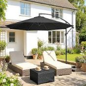 Boxed Outsunny 3(m) Banana Parasol Cantilever Umbrella Garden (LOC: SR7Left-FP160)
