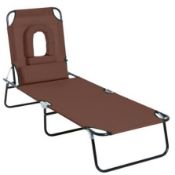 Boxed Outsunny Sun Lounger W/ Pillow, Steel Frame (LOC: SR7Left-FP178)