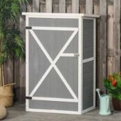 Boxed Outsunny 1.8 x 2.4ft Small Garden Fir Wood Storage Shed with Shelves (LOC: SR7Left-FP164)