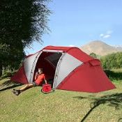 Boxed Outsunny 4 Person Camping Tent Dome Family Travel Group Hiking Room Fishing (LOC: SR7Left-