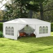 Boxed Outsunny 6 x 3m Marquee With 6 Removable Side Walls - White (LOC: SR7Left-FP192)