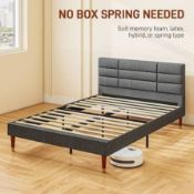 Boxed HOMCOM Upholstered Double Bed Frame (LOC: SR7Left-FP170)
