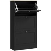 Boxed HOMCOM Modern Compact Three-Drawer Shoe Storage Cabinet (LOC: SR7Left-FP167)