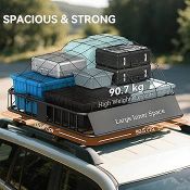 Boxed HOMCOM Universal Roof Rack Basket Tray, 90.7 kg Steel Car Rooftop Luggage Cargo Carrier Holder
