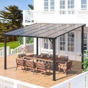 Boxed AECOJOY 12 ft. x 10 ft. Dark Gray Aluminum Patio Cover. RRP £399.99. *has box 2/2 only* (