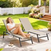 Boxed Outsunny Sun Loungers Set of 2 with Side Tray Table (LOC: SR7Left-FP199)