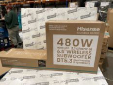 BOXED Hisense HS3100 480W 3.1Ch Soundbar with Wireless Sub RRP £179. Give your TV's speakers a