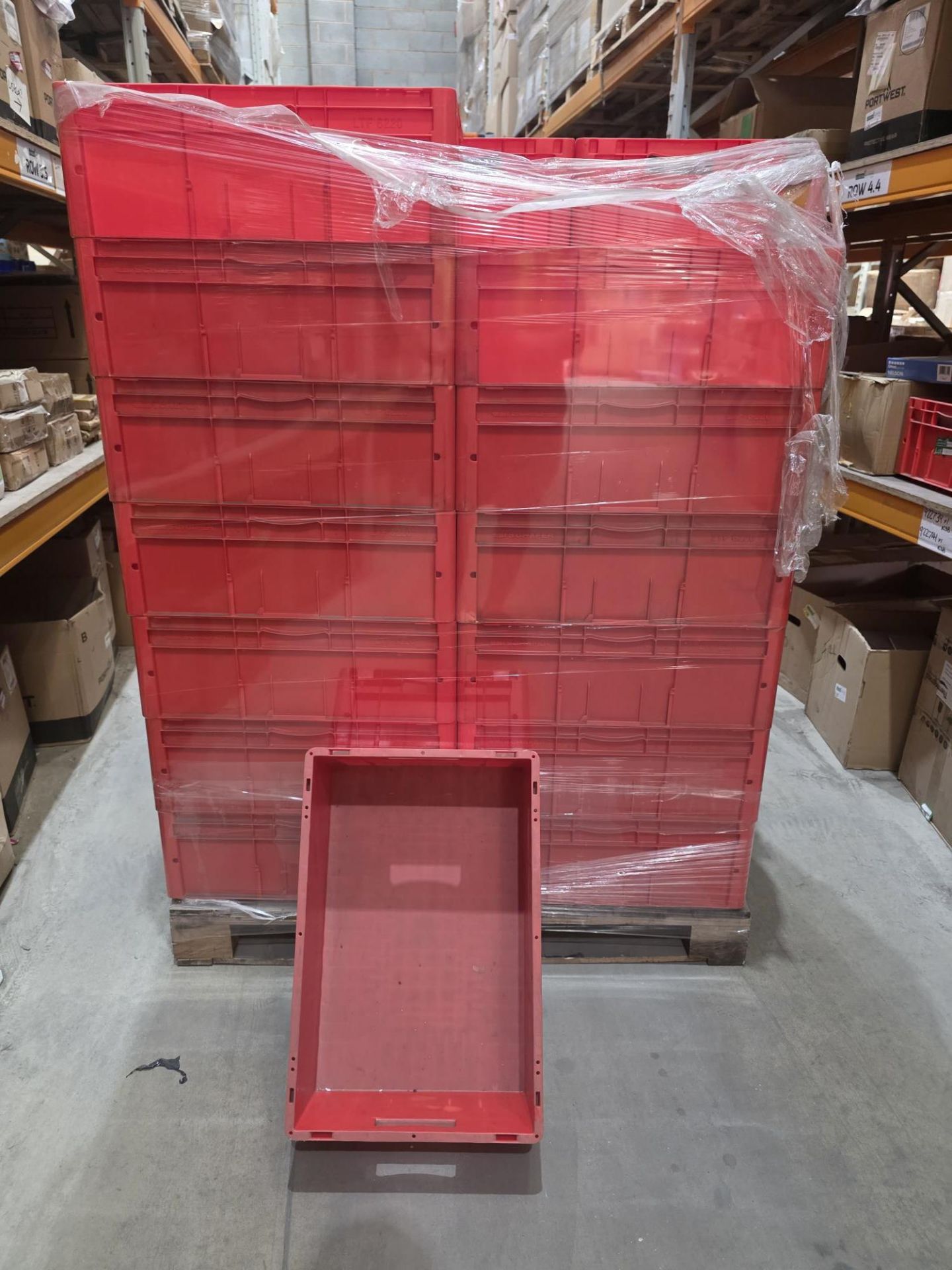 Pallet to Contain 35 x Schafer Stackable Tote Trays. Size Approx 60 x 40cm. High quality products.