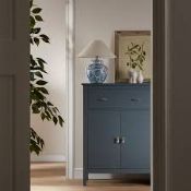 Boxed Oakham Small Sideboard with Drawer, Stormy Blue RRP £269.99. Cool, composed and quietly